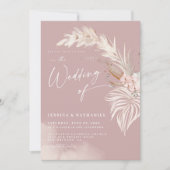 Modern Pampas Grass Blush Roos Floral Boho Wedding Kaart (Voorkant)