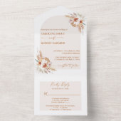 Modern Pampas Grass Bohemian Terracotta All In One Uitnodiging (Binnen)