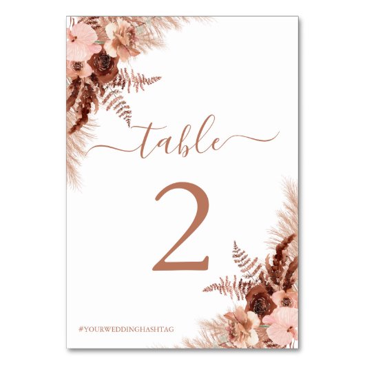 Modern Pampas Grass Bohemian Terracotta Wedding Kaart (Achterkant)