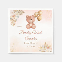 Modern Pampas Grass Boho Teddy Bear Baby shower Servet