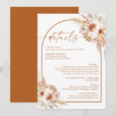 Modern Pampas Grass Boho Terracotta Details Kaart (Voorkant / Achterkant)