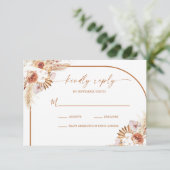 Modern Pampas Grass Boho Terracotta Wedding RSVP Kaartje (Staand voorkant)