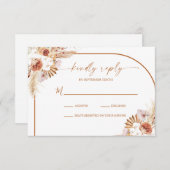 Modern Pampas Grass Boho Terracotta Wedding RSVP Kaartje (Voorkant / Achterkant)