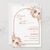 Modern Pampas Grass Boho Terracotta Wedding Save The Date (Voorkant)