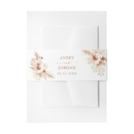 Modern Pampas Grass Boho Terracotta Wedding Uitnodigingen Wikkel