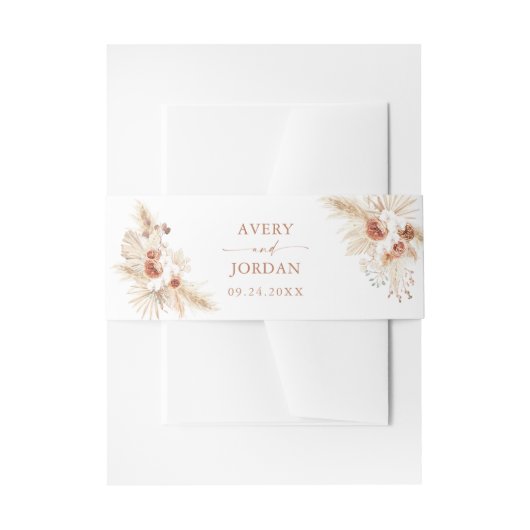 Modern Pampas Grass Boho Terracotta Wedding Uitnodigingen Wikkel (Voorkant Voorbeeld)