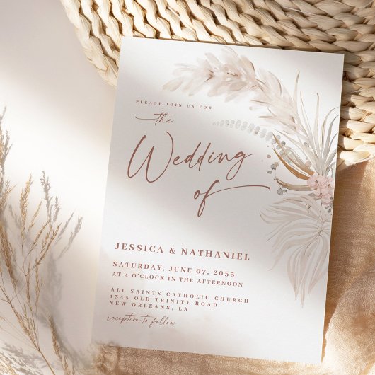 Modern Pampas Grass Floral Boho Kaart