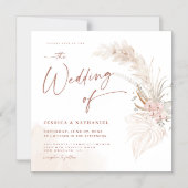 Modern Pampas Grass Floral Boho Magnetische Uitnodiging (Voorkant)