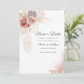 Modern Pampas Grass Floral Script Save The Date (Staand voorkant)