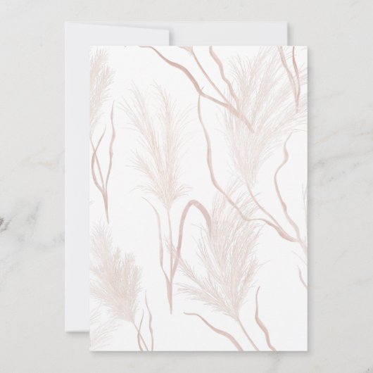 Modern Pampas Grass Floral Script Save The Date (Achterkant)