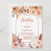 Modern Pampas grass Floral Terracotta Wedding Invi Kaart (Voorkant)
