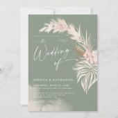 Modern Pampas Grass Green Floral Boho Wedding Kaart (Voorkant)