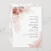 Modern Pampas Grass Script Dried Palms Wedding Kaart (Voorkant / Achterkant)