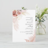 Modern Pampas Grass Script Dried Palms Wedding Kaart (Staand voorkant)