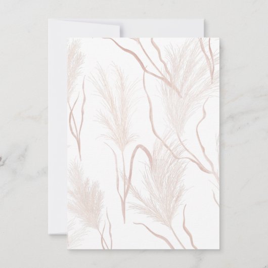 Modern Pampas Grass Script Dried Palms Wedding Kaart (Achterkant)