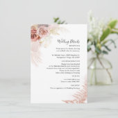 Modern Pampas grass Terracotta Floral Wedding Informatiekaartje (Staand voorkant)