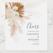 Modern Pampas Grass Terracotta Minimalist Wedding Wijn Etiket (Enkel label)