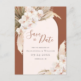 Modern Pampas Grass Terracotta Save the Date Aankondigingskaart