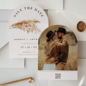 Modern Pampas Grass Wedding Save the Date Card Kaart
