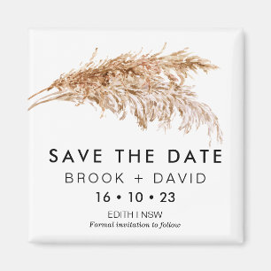 Modern Pampas grass Wedding Save the Date Magnet