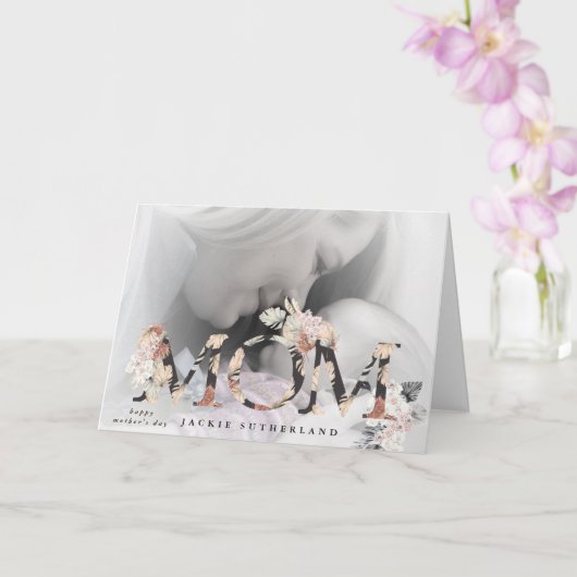 Modern Pampas MOM bloemen Moederdag Kaart (Orchidee)