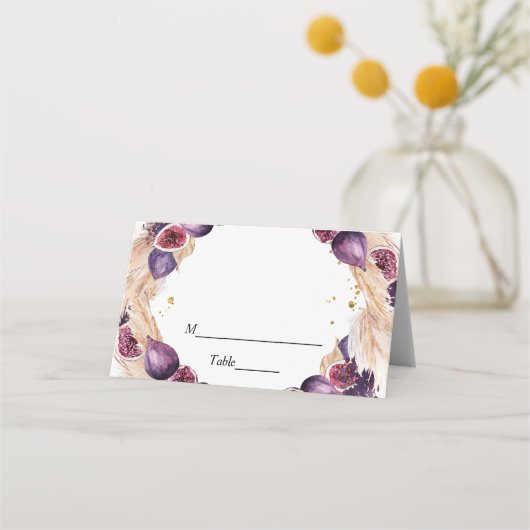 Modern Pampas & Paarse Figs Beauty Lijst Plaatskaartje (Voorkant)