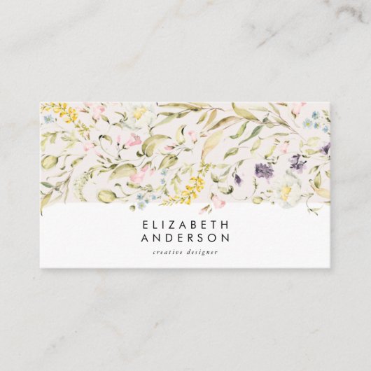 Modern Pampas Spring Wildbloemen Floral Corporate Visitekaartje (Voorkant)