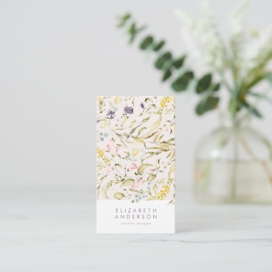 Modern Pampas Spring Wildbloemen Floral Cream Corp Visitekaartje (Staand voorkant)