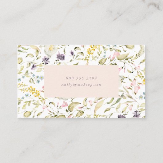 Modern Pampas Spring Wildbloemen Floral Cream Visitekaartje (Achterkant)