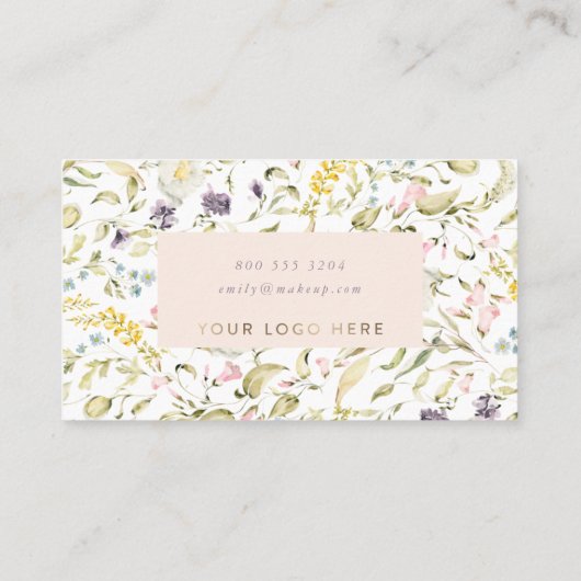 Modern Pampas Spring Wildflower Logo Cream Visitekaartje (Achterkant)