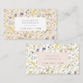 Modern Pampas Spring Wildflower Logo Cream Visitekaartje (Voorkant / Achterkant)
