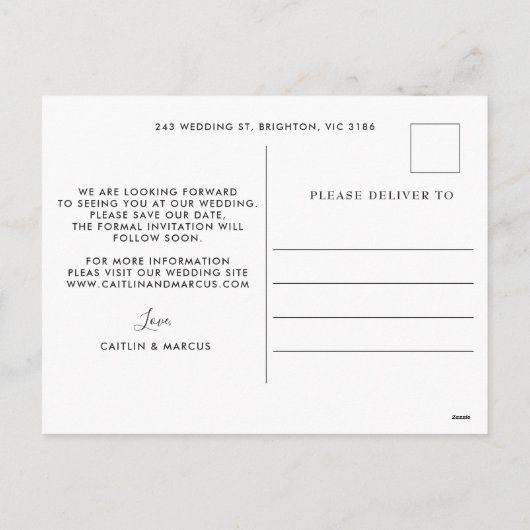 Modern Pampas Wedding Save The Date Briefkaart (Achterkant)