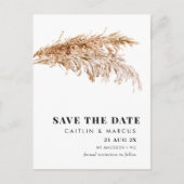 Modern Pampas Wedding Save The Date Briefkaart (Voorkant)