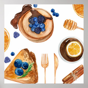 Modern Pancakes Kitchen Beauty Breakfast Poster