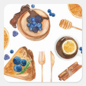 Modern Pancakes Kitchen Beauty Breakfast Vierkante Sticker (Voorkant)