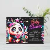 Modern Panda Bamboo Bliss Meisje Baby shower Kaart (Staand voorkant)