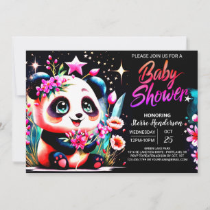 Modern Panda Bamboo Bliss Meisje Baby shower Kaart