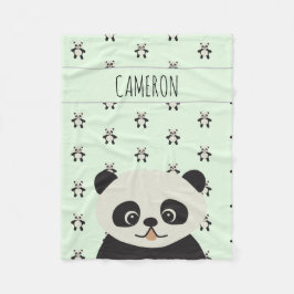 Modern Panda Beer baby naam groen Fleece Deken