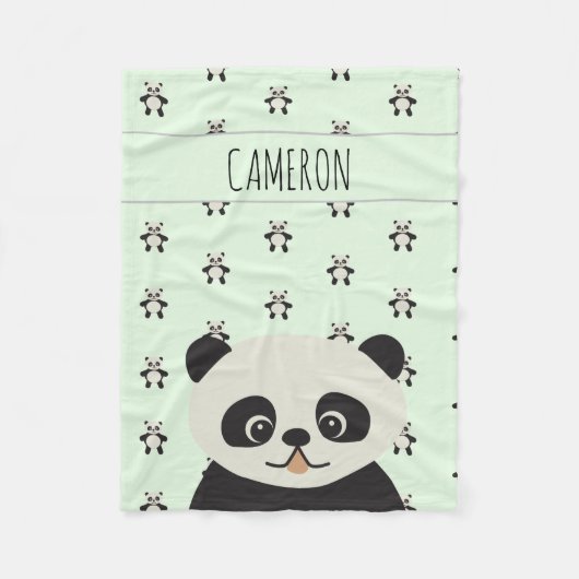 Modern Panda Beer baby naam groen Fleece Deken (Voorkant)
