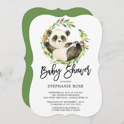 Modern Panda Beer Baby shower Invitation Kaart (Voorkant / Achterkant)