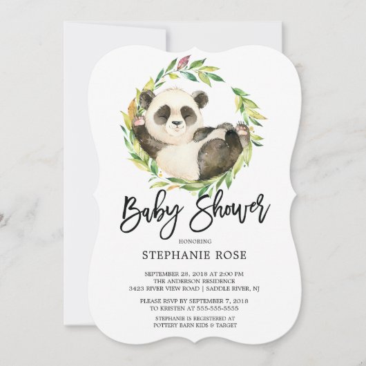 Modern Panda Beer Baby shower Invitation Kaart (Voorkant)