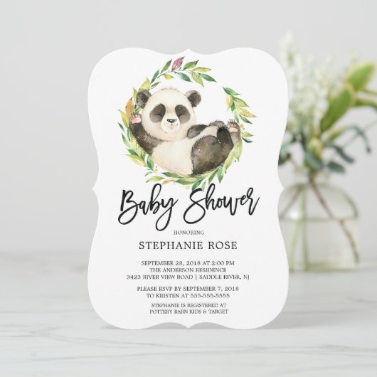Modern Panda Beer Baby shower Invitation Kaart (Staand voorkant)