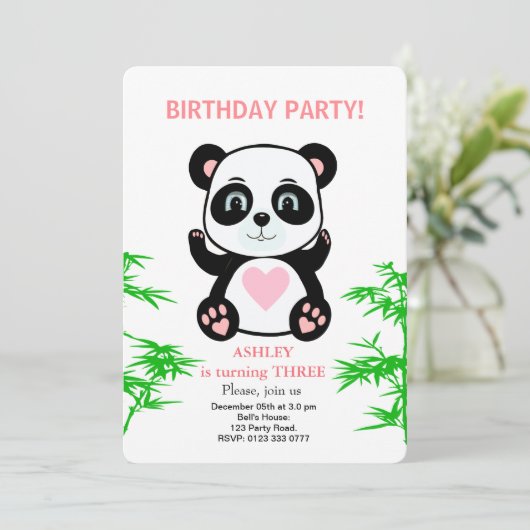 Modern Panda Beer Kinderen Kaart (Staand voorkant)