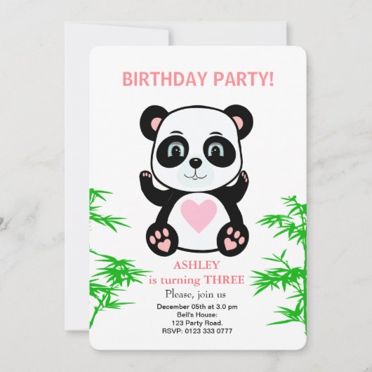 Modern Panda Beer Kinderen Kaart (Voorkant)