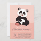 Modern Panda Beer Roze Uitnodiging (Voorkant)
