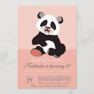 Modern Panda Beer Roze Uitnodiging