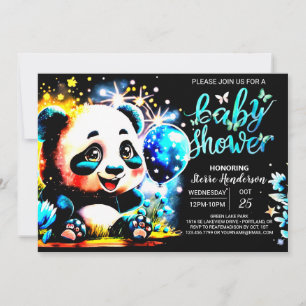 Modern Panda Wonderland Journey Boy Baby shower Kaart