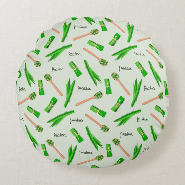 Modern Pandan Leaf Pattern Rond Kussen (Voorkant)