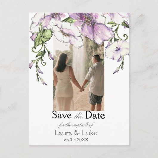 Modern Pansy Bewaar de datum Briefkaart (Voorkant)