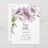 Modern Pansy Bewaar de datum Briefkaart (Voorkant / Achterkant)